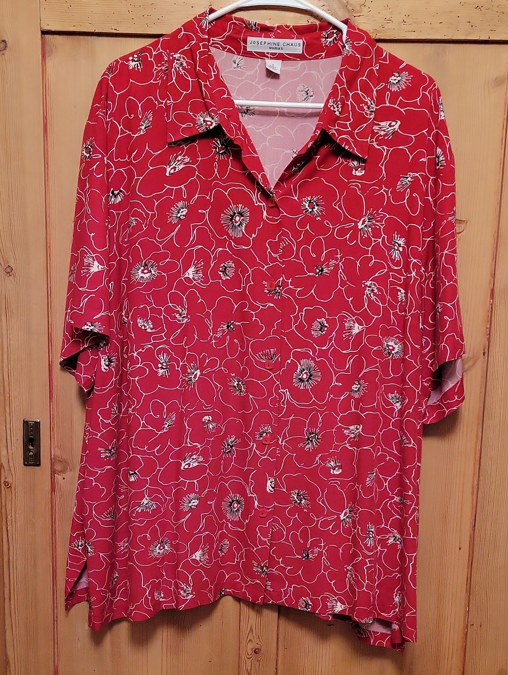 3X Red Floral Print Blouse